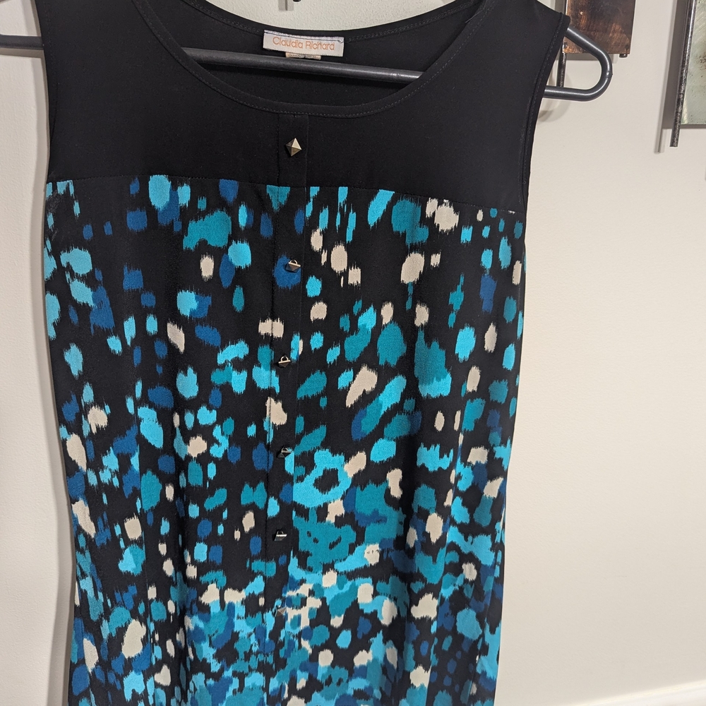Claudia Richard Black and Blue Sleeveless Shirt